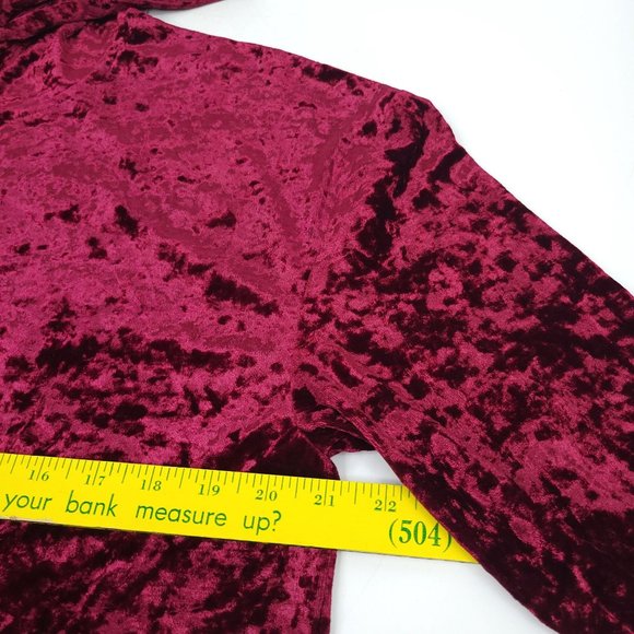 Jodifl Burgundy Velvet Hooded Pullover Top Sz M Stretchy Pocket Long Sleeve Boho - Picture 8 of 12